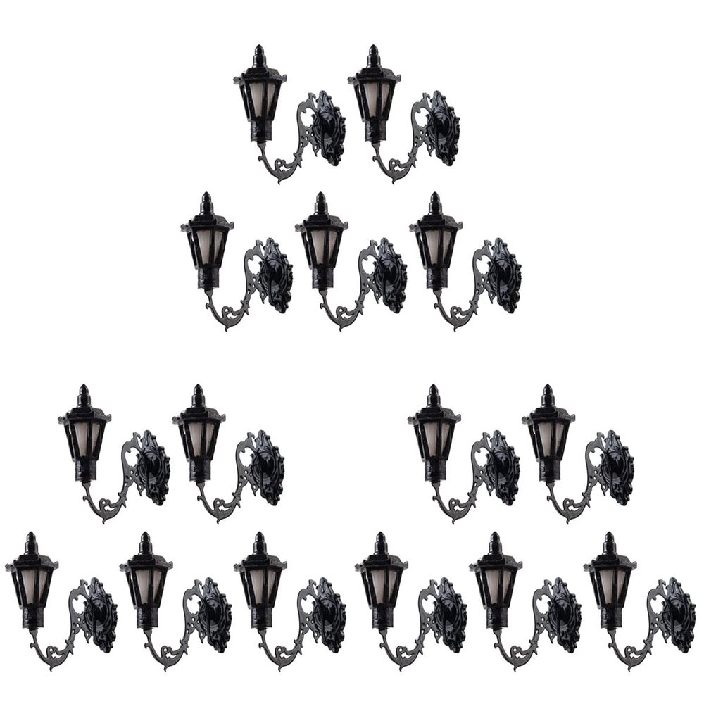 Yardwe 15Pcs Miniature Wall Sconce Lights Black 1 12 Scale Dollhouse Wall Lamps for Dollhouse Furniture and Miniature Home Decoration