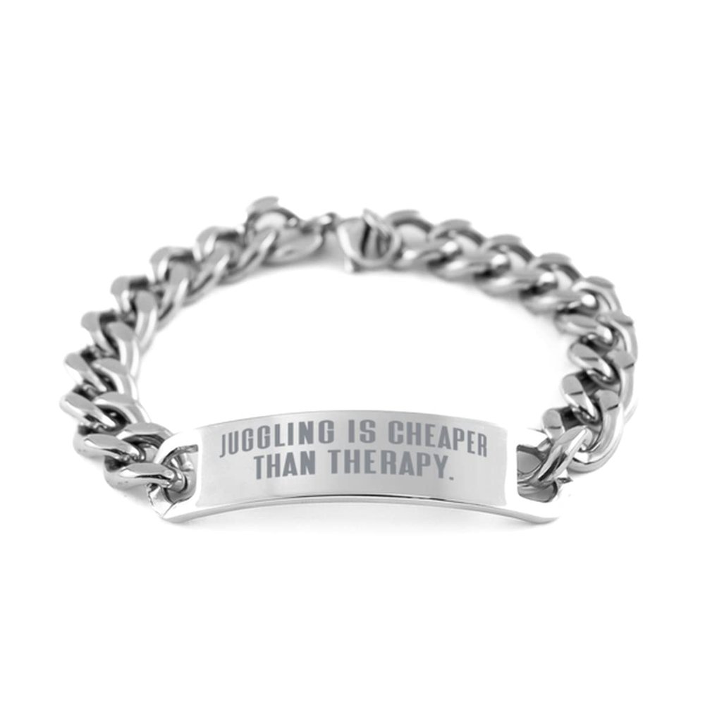 Nice Juggling Gifts, Juggling is Cheaper Than Therapy, Fun Cuban Chain Bracelet for Friends from