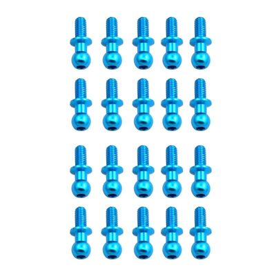 20Pcs M3 Metal Hex Ball Head Screws for Tamiya TT01 TT02 Sakura D5 1/10 RC Drift Car Spare Parts Universal,Blue