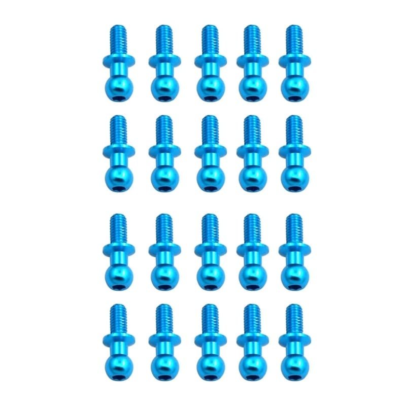 20Pcs M3 Metal Hex Ball Head Screws for Tamiya TT01 TT02 Sakura D5 1/10 RC Drift Car Spare Parts Universal,Blue