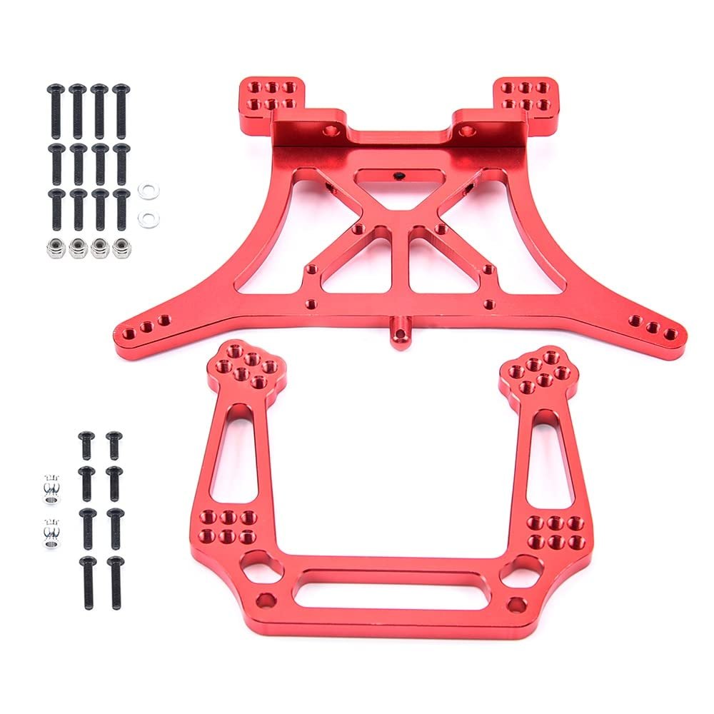 Aluminum Front & Rear Shock Tower Mounts Replace 3638 3639 for 1/10 Traxxas Slash 2WD Rustler Stampede VXL Skully Upgrade Parts ( Color : Red )