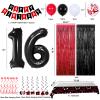 16th Birthday Decorations for Boys Girls,Red and Black 16 Party Balloons Banner Number 16 Balloon Hanging Swirls Tablecloth Foil Fringe Curtains For Sweet 16th Birthday Decorations Party Supplies view 2