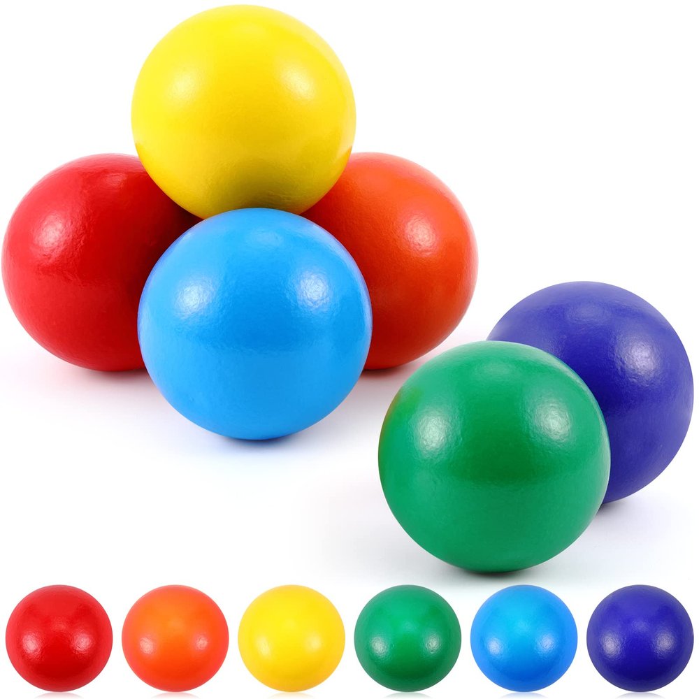 Bucherry 12 Pcs Montessori Wooden Balls 1.8 Inch Wooden Replacement Ball Educational Counting Toys Preschool Learning Material and Stacker Matching(Mixed Color)