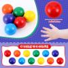 Bucherry 12 Pcs Montessori Wooden Balls 1.8 Inch Wooden Replacement Ball Educational Counting Toys Preschool Learning Material and Stacker Matching(Mixed Color) view 2