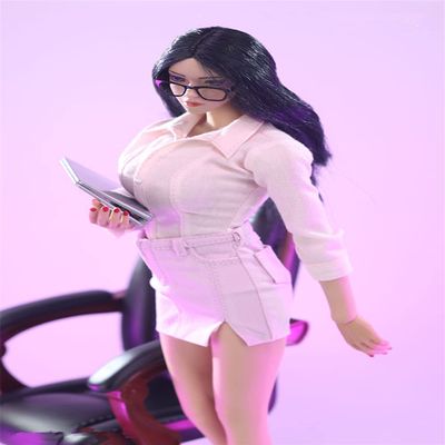 1/6 Scale Female Clothes,Girl Slim Blouse Denim Skirt Costume Clothing for 12inch Action Figure Body (Pink Shirt and Pink Skirt)