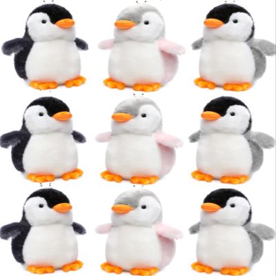 Alodidae 9 Pcs Mini Penguin Stuffed Animal Plush Keychain Gifts Party Supplies Small Penguins Hanging Pendant for Bag Christmas Tree (Black Pink Grey)
