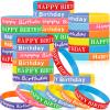 Sratte 120 Pcs Happy Birthday Rubber Bracelets for Kids Stretch Wristbands Bulk Birthday Bracelets for Classroom Student Back to School Gift Teacher Birthday Party Favors Supplies (Classic Color) view 1