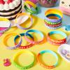 Sratte 120 Pcs Happy Birthday Rubber Bracelets for Kids Stretch Wristbands Bulk Birthday Bracelets for Classroom Student Back to School Gift Teacher Birthday Party Favors Supplies (Classic Color) view 4