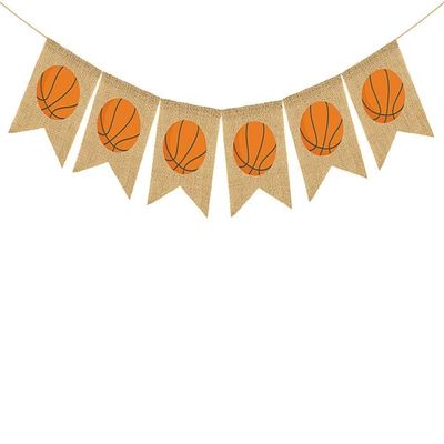Basketball Banner Sports Party Banner Burlap Bunting Banner for Sports Theme Party Decorations