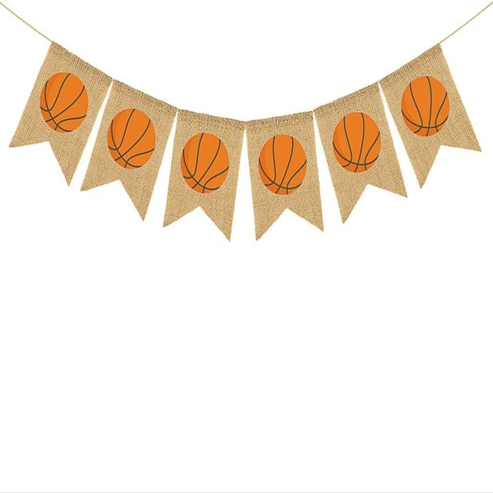 Basketball Banner Sports Party Banner Burlap Bunting Banner for Sports Theme Party Decorations