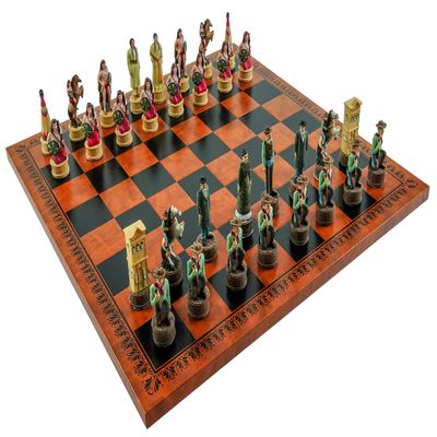 American West Chessmen, Cowboys & Indians with Georgio Chess Board from Italy