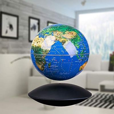 6'' Colorful Magnetic Levitation Floating Globe Anti Gravity Rotating World Map with LED Light Multi-color for LED World Map Night Light for Home Office Bedroom Living Room