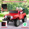 Costzon 2 Seater Ride on Car, 12V Licensed Toyota FJ40 Ride On Truck w/ 2.4G Remote Control, Spring Suspension, Storage Box, Colorful Lights, Music, USB Port & FM, Electric Car for Kids (Red) view 3