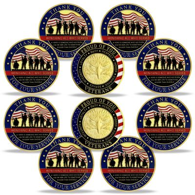 10Pcs Veterans Military Challenge Coins Thank You for Your Service Appreciation Gift
