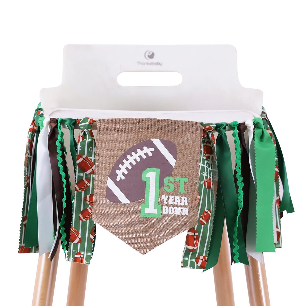 Football 1st High Chair Banner - Football 1st/First Birthday Party Decorations,First Year Down Themed First Decor,Boy One High Chair Banner