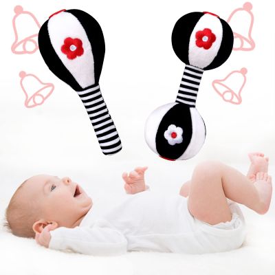 XIXILAND Baby Rattles 0-6 Months Newborn Toys Infant Toys 0-6 Months Rattles for Babies 0-6 Months Baby Toys 0-6 Months, Black and White High Contrast Baby Toys Dumbbell Toy for 0 3 6 9 12 Months