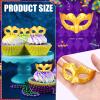 24 Pcs Mini Masks Masquerade Small Masquerade Mask Cake Toppers Decorative Mardi Gras Venetian Party Decoration(Gold) view 2