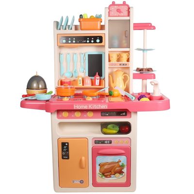 Kids Kitchen Playset, Pretent Play Kitchen Set for Kids with Realistic Lights Sound Steam Simulation Play Sink, Cooking Stove with Steam, Play Food