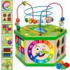Wooden Activity Cube for 1 Year old, 12-18 Month Boys & Girls, 7-in-1 STEM Montessori Early Developmental Learning Toys for Kids Aged 1-2, Ideal 1st Birthday Gift Toys for Baby, Toddlers (Green) view 1