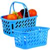 Cabilock Plastic Shopping Basket with Handle Small Lake Blue Mini Grocery Basket for Kids Toy Storage and Household Organization 12X8X6 Inches view 1
