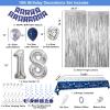 18th Birthday Decorations for Boys and Girls Blue Silver, Happy 18th Birthday Decorations Banner Birthday Balloons Number 18 Tablecloth Fringe Curtains Hanging Swirls, 18 Years Old Bday Party Supplies view 2