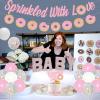 Donut Baby Shower Decorations for Girl, Baby Sprinkle Decorations Sprinkled with Love Banner, Pink Lantern Donut Balloons Honeycomb Balls Kids Birthday Party Backdrop view 3