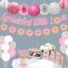 Donut Baby Shower Decorations for Girl, Baby Sprinkle Decorations Sprinkled with Love Banner, Pink Lantern Donut Balloons Honeycomb Balls Kids Birthday Party Backdrop view 4