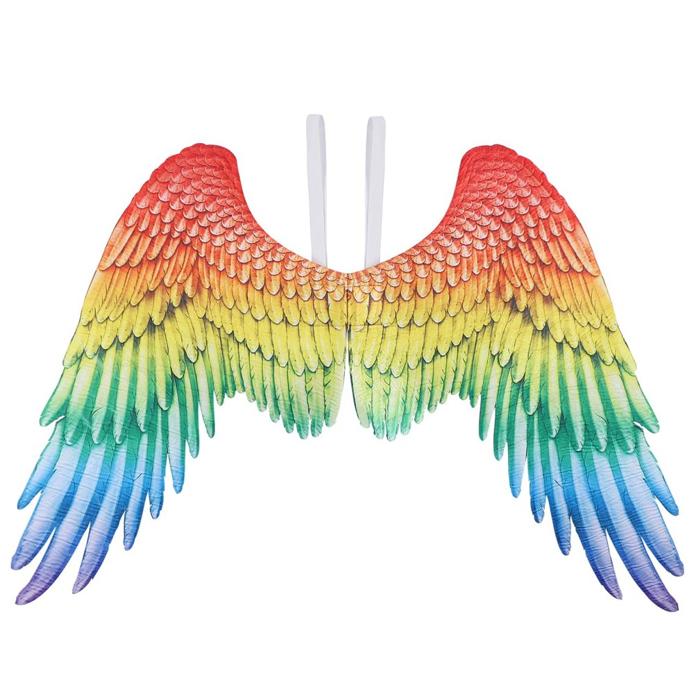 Abaodam Angel Wings Rainbow Wings Fairy Outfit with Elastic Straps for Kids Women Men Halloween Carnival Cosplay Costume Party Performance Fancy Dress