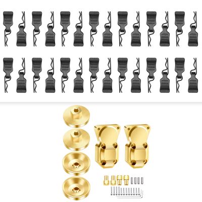 HobbyPark SCX24 Body Clips and SCX24 Brass Wheel Weights Hex Adapter Brass Diff Cover