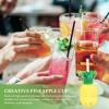 BESTonZON 3PCS Pineapple Cups, 500ML LED Light up Pineapple Cups with Straw and Lid, Hawaiian Fruit Shaped Shaped, Tropical Sippy Cup Glass Water for Beach Summer Party view 2