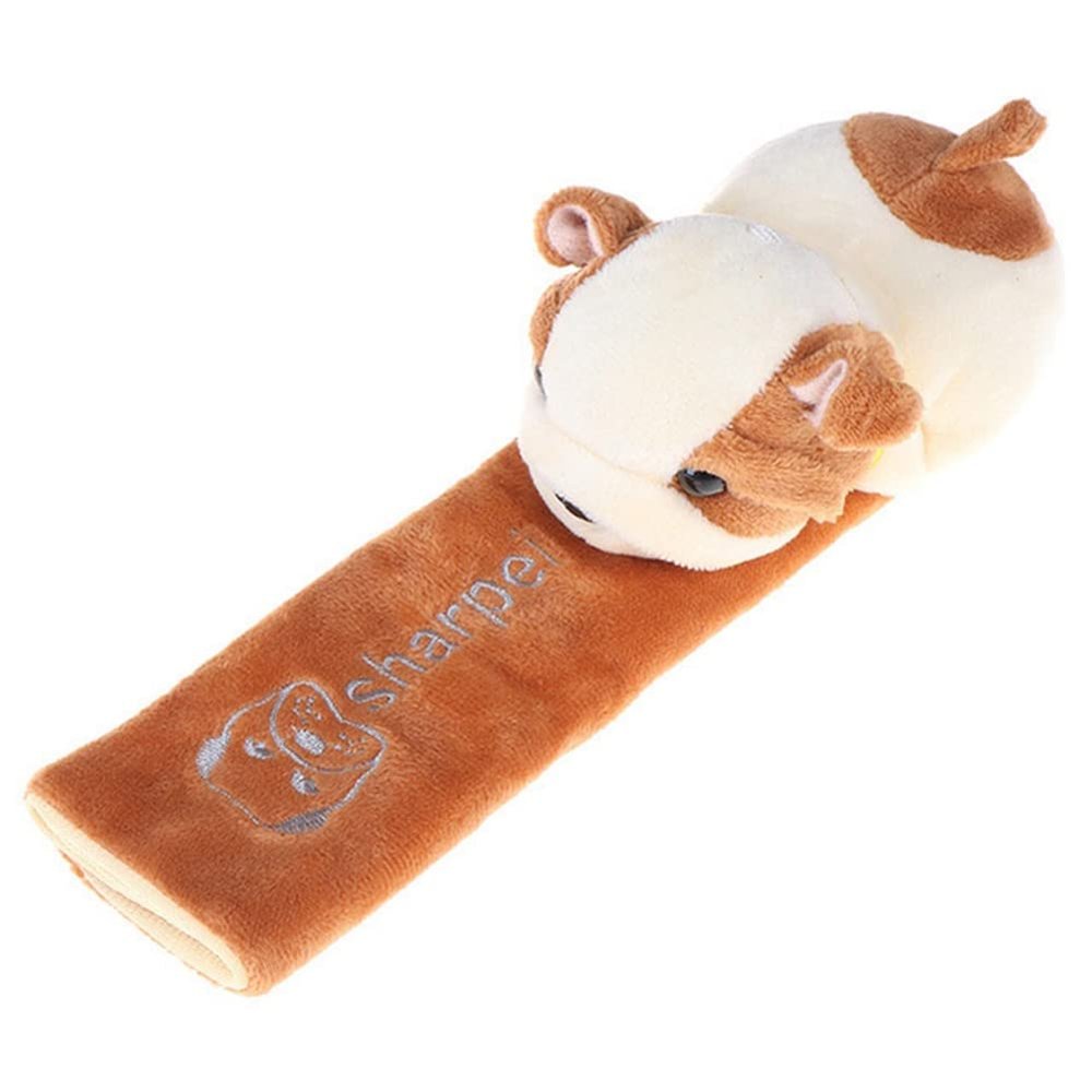 Katutude Car Seat Belt Cushion Car Seat Belt Strap Cover, Cute Animal Plush Shoulder Strap Pad Seat Belt Cover Adjustable Super Soft Belt Protector for Kids Adults, Brown Dog