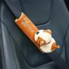 Katutude Car Seat Belt Cushion Car Seat Belt Strap Cover, Cute Animal Plush Shoulder Strap Pad Seat Belt Cover Adjustable Super Soft Belt Protector for Kids Adults, Brown Dog view 2