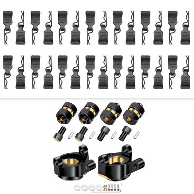HobbyPark SCX24 Body Clips, SCX24 Brass Steering Knuckles Carriers and Brass Extended 7mm Wheel Hex Hubs