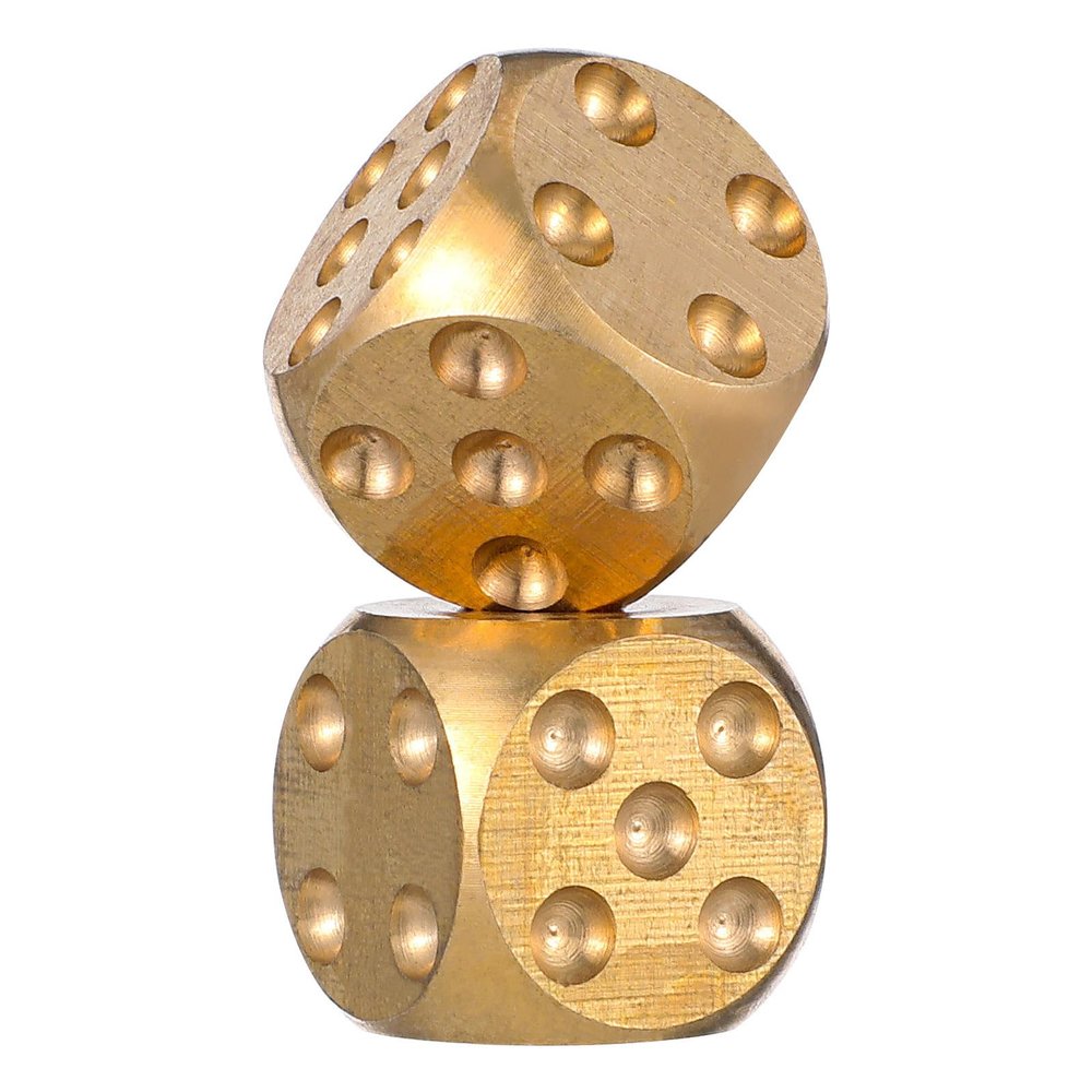 ARTIBETTER RPG Dice 2 Pcs Metal Dices Brass Poker Party Game Toy for Tables Board Game Poker Party Role Playing Games Golden Role Playing