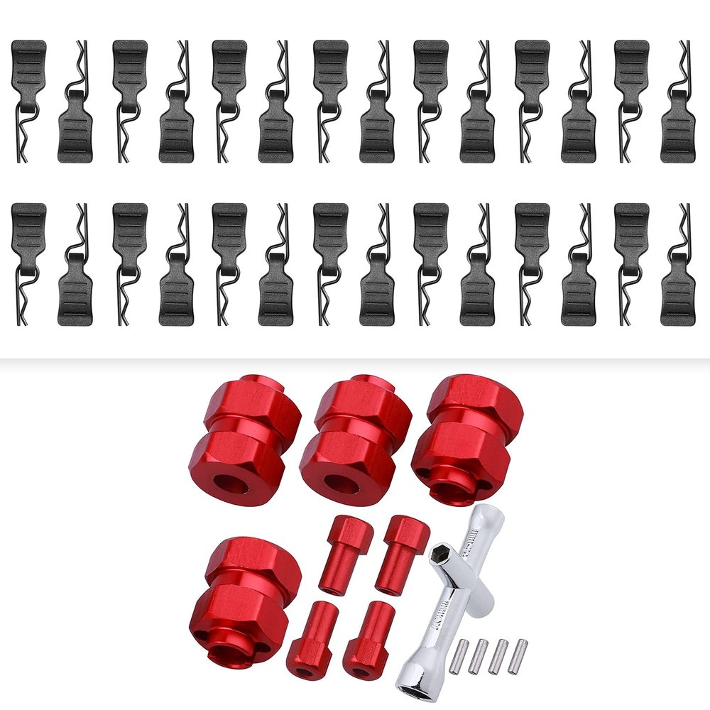 HobbyPark SCX24 Body Clips and SCX24 Extended Hex Wheel Hubs Wheel Spacers Offsets Adapter