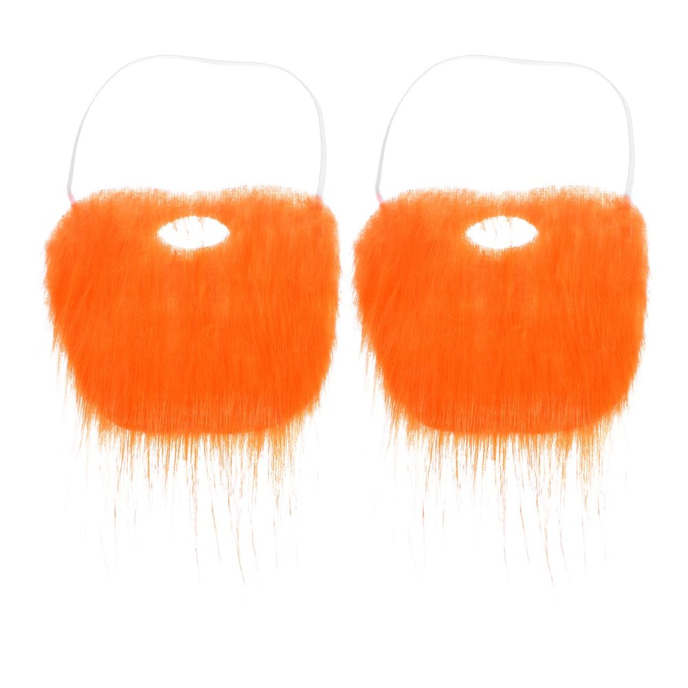 Amosfun 2pcs Fake Beard Mustache Orange Jesus Costume Beard Halloween Party Cosplay Costume Accessory with Elastic Rope Easy to Wear
