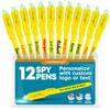 CUSTOMIZE123 Personalized Invisible Disappearing Ink Pen Marker Pack, Custom Secret Spy Message Writer with UV Light, Fun for Kids Party Favors Gifts and Stock Stuffers, 12 Pack, Yellow view 1