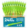 Personalized Invisible Disappearing Ink Pen Marker Pack, Custom Secret Spy Message Writer with UV Light, Fun for Kids Party Favors Gifts and Stock Stuffers, 24 Pack, Green view 1
