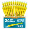 Personalized Invisible Disappearing Ink Pen Marker Pack, Custom Secret Spy Message Writer with UV Light, Fun for Kids Party Favors Gifts and Stock Stuffers, 24 Pack, Yellow view 1