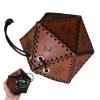 Taivoze Leather D20 Dice Bag, Polyhedral Dice Pouch Portable Drawstring Bag for RPG,Game,DND Dice Bag, Brown view 1