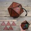 Taivoze Leather D20 Dice Bag, Polyhedral Dice Pouch Portable Drawstring Bag for RPG,Game,DND Dice Bag, Brown view 2