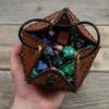 Taivoze Leather D20 Dice Bag, Polyhedral Dice Pouch Portable Drawstring Bag for RPG,Game,DND Dice Bag, Brown view 3