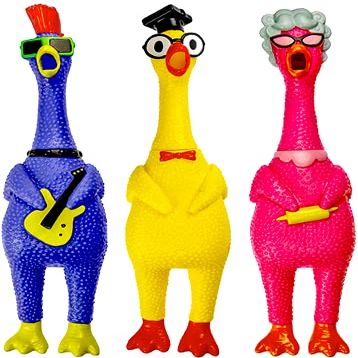 JA-RU Screaming Rubber Chicken Toy (3 Chickens Assorted) Squishy Chicken Toys for Kids. Funny Noise Maker Prank & Gag Gifts. Sensory Stress Relief Toy. Rubber Dog Toys. 1704-3s