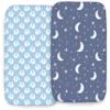 100% Organic Cotton 2 Pk Bedside Sleeper Bassinet Fitted Mattress Sheets for Mika Micky, Baby Delight, Ronbei, Chicco, KoolerThings, Cloud Baby, AMKE, Angelbliss, Maxi-COSI, Arm's Reach and More. Boy view 1