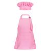 JEATHA Unisex Kids Boys Girls Adjustable Bib Apron and Chef Hat Set for Kitchen Cooking Baking Painting Pink Large view 1