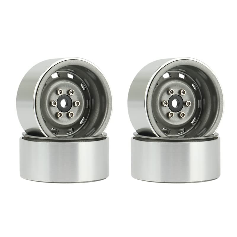 4PCS Rally 1.9 Metal Beadlock Wheel Hub Rim for 1/10 RC Crawler Axial SCX10 90046 AXI03007 Traxxas TRX4 RC4WD D90 ( Color : Titanium )