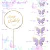 21 Pieces Butterfly Cake Toppers With Happy Birthday Cake Toppers 3D Pink Gold Butterfly Cake Decorations for Girls Women's Birthday Party Wedding Cake Decor Baby Shower (Purple) view 2