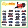 CORPER TOYS 4 Packs (24 Pieces) Pull Back Model Diecast Mini Train Toys Playset for 3 4 5 6 Year Old Boys Girls, Steam Train with Linkable Cars for Birthday Gifts view 3