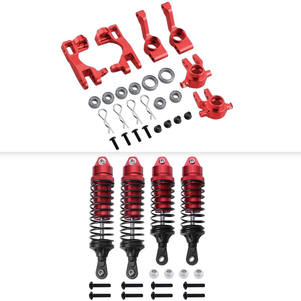 HobbyPark RC Shocks and Aluminum Caster Blocks, Steering Blocks, Stub Axle Carrier Knuckles for Traxxas Slash 4x4