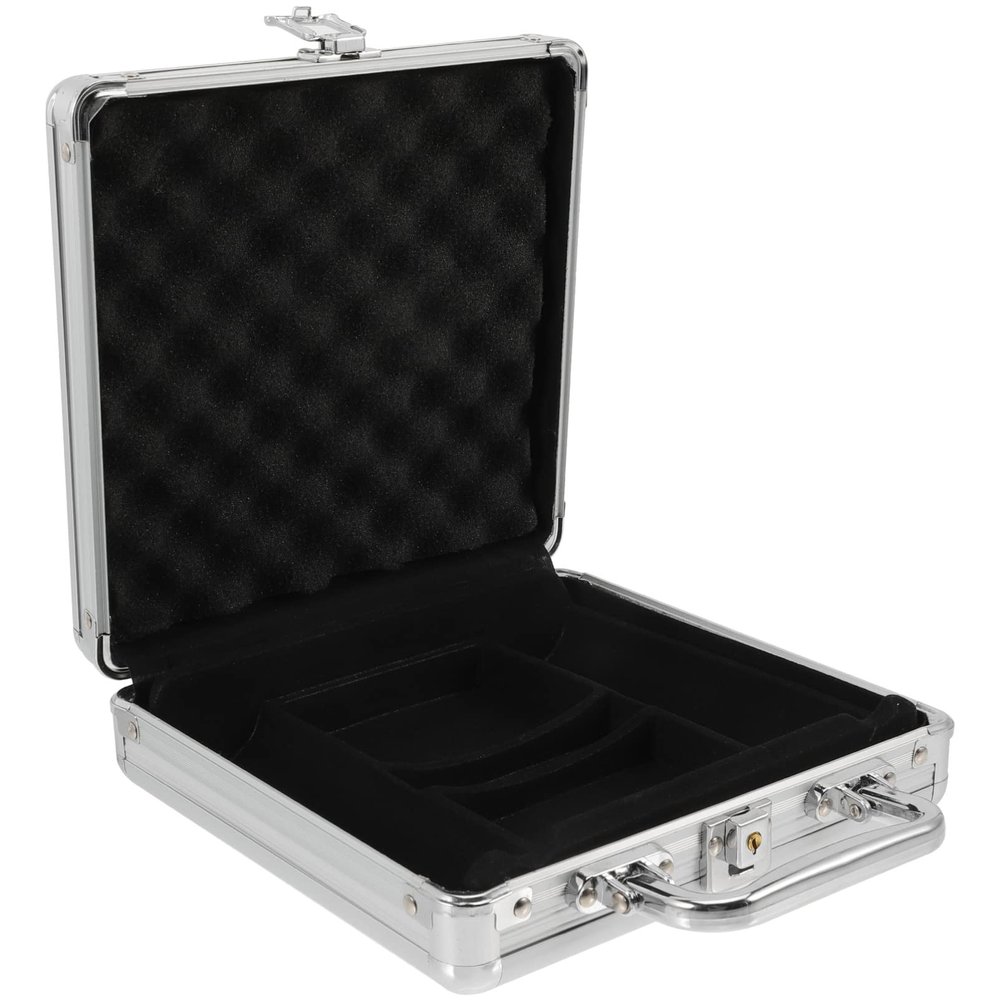 GANAZONO Aluminum Poker Chip Case with Handle 9X8X2.6 Inch Storage Box for Texas Holdem Blackjack Chips Organizer